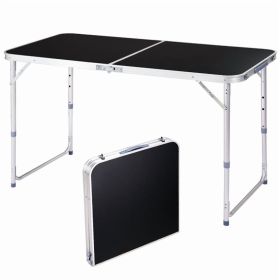4 Ft Folding Camping Table Portable Adjustable Height Aluminum Picnic Table for Indoor Outdoor Use
