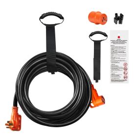 15 ft RV Extension Cord, 50 Amp, Heavy Duty STW RV Power Cord, NEMA 14-50R Female NEMA 14-50P Male Plug, with LED Indicator Handle 15A Adapter