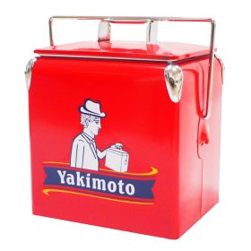 Yakimoto Classic Retro Metal Ice Chest, Multifunctional Portable Cooler With Bottle Opener 13L (14Qt), Keep Cold For A Long Time For Camping, Par