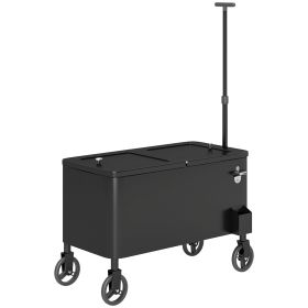 80-Qt Outdoor Patio Cooler Cart, Rolling Ice Chest with Adjustable Handle, Wheels, Bottle Opener, Drainage