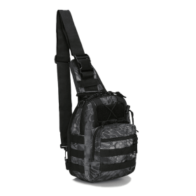 Mens Backpack Tactical Sling Shoulder Bag Molle Travel Chest Pack Outdoor Hiking (Model: Python Black)