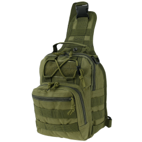 Mens Backpack Tactical Sling Shoulder Bag Molle Travel Chest Pack Outdoor Hiking (Model: Army Green)