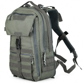 Tactical Backpack with Front Flap, Webbing and Zipper Pockets for Travel and Hiking (Color: Grey)