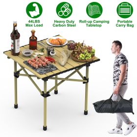 Folding Camping Table Portable Lightweight Carbon Steel Roll-up Picnic BBQ Desk with Carry Bag Heavy Duty for Outdoor Beach Backyard Party Patio (size: S)